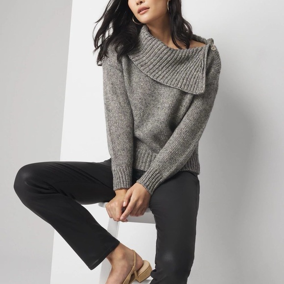 WHBM $99 Zip Neck Dolman Sleeve Pullover - Picture 9 of 10